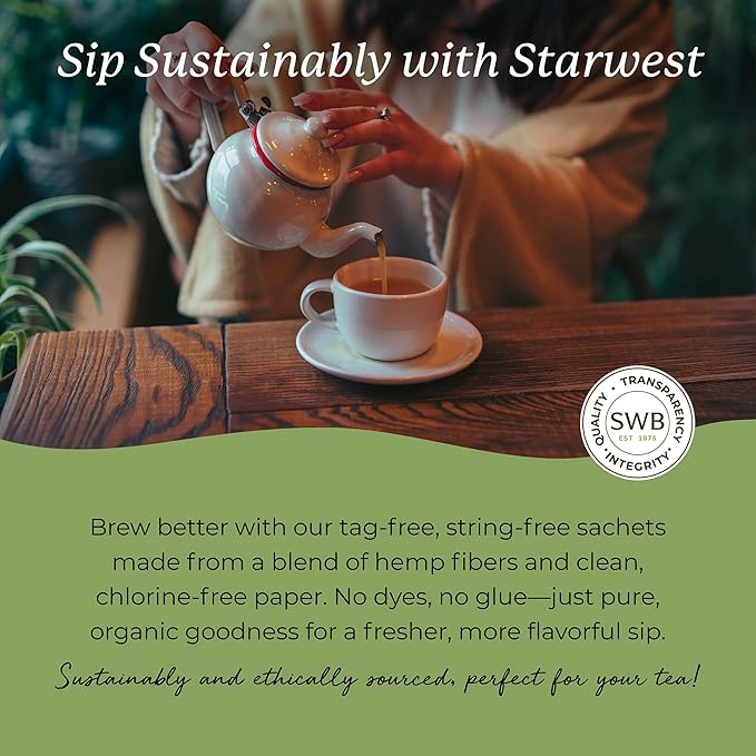 Starwest Botanicals Organic Decaf Green Tea - Decaffeinated Herbal Tea, Caffeine Free Tea with Antioxidant Properties, USDA Organic Green Tea Leaf, Non GMO - Bulk Pack, 100 Tea Bags - Bloomnest