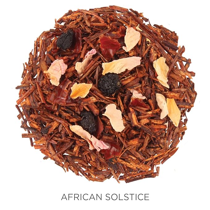 Tea Forte African Solstice Premium Loose Leaf Caffeine-Free Herbal Tea Blend Canister, Makes 35-50 Cups, Round Canister - Bloomnest