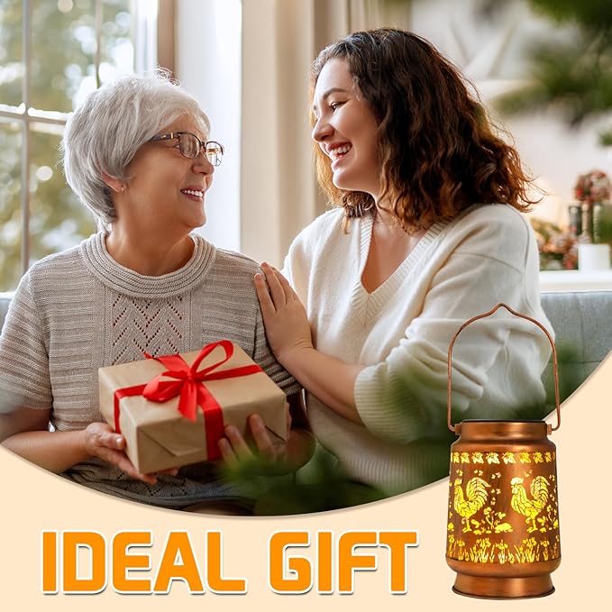 Chicken Gifts for Women, Mom, Grandma, Birthday, Retirement, Thanksgiving,Rooster Decorative Waterproof Hanging Solar Lanterns Outdoor Garden Decor LED for Yard, Patio, Lawn, Landscape, Backyard - Bloomnest
