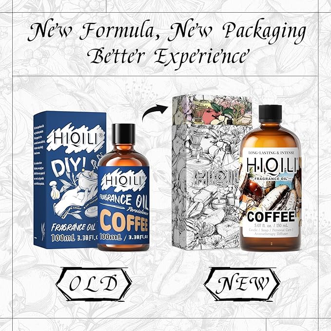 HIQILI Coffee Fragrance Oil for Scent Diffuser & Humidifier, Perfect for Candle, Soap, Perfume Making, New Car & Home - 5.07 Fl Oz HIQILI