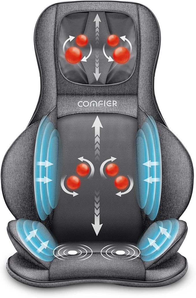 COMFIER Neck Back Massager with Heat, Compression 2D/3D Shiatsu Massager Chair Pad, Multiple Settings Massage Seat for Full Body Office Home Use - Bloomnest