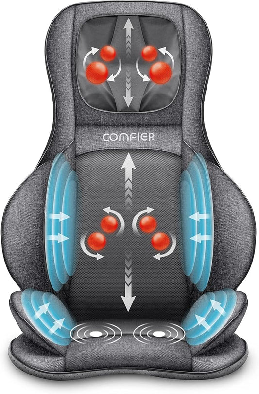 COMFIER Neck Back Massager with Heat, Compression 2D/3D Shiatsu Massager Chair Pad, Multiple Settings Massage Seat for Full Body Office Home Use - Bloomnest