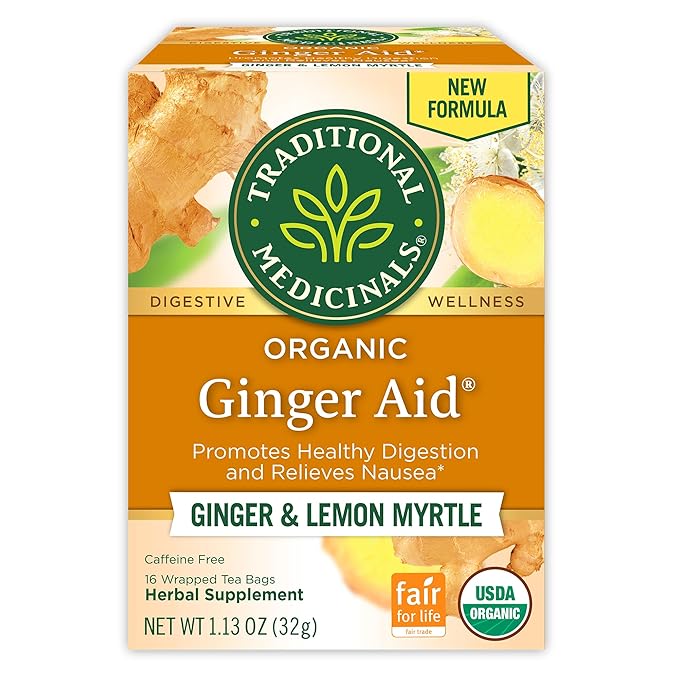 Traditional Medicinals Tea, Organic Ginger Aid, Promotes Healthy Digestion, 16 Tea Bags - Bloomnest