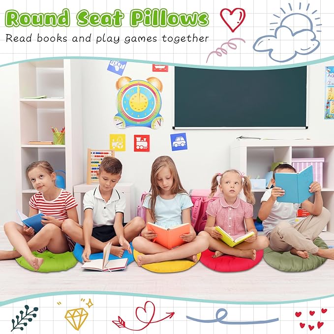 Tinideya 36 Pcs Round Floor Pillows 15.7 Inch Flexible Seating Pillows Chair Floor Cushions Reading Cushions for Kids Adults Classroom Home School Playing Supplies,18 Colors (Multicolor) - Bloomnest