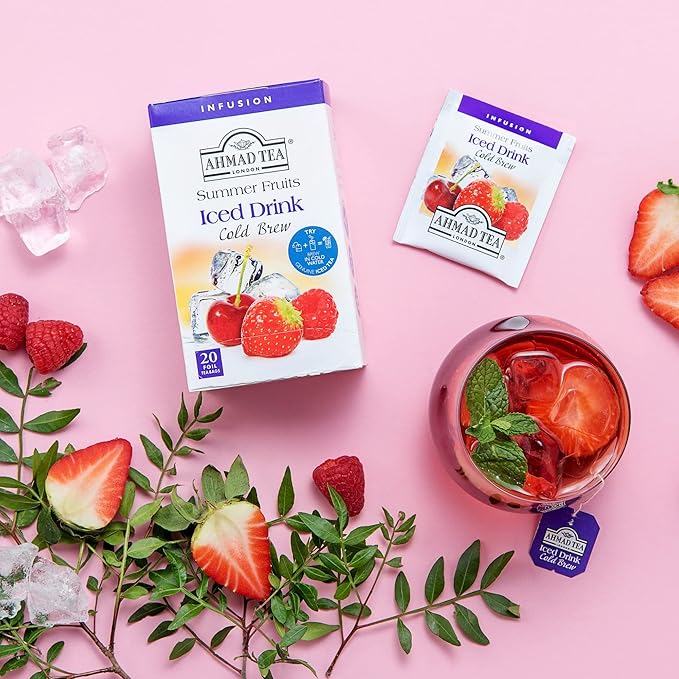 Ahmad Tea Herbal Tea, Cold Brew Summer Fruits Teabags, Iced Tea, 20 ct (Pack of 6) - Decaffeinated - Bloomnest