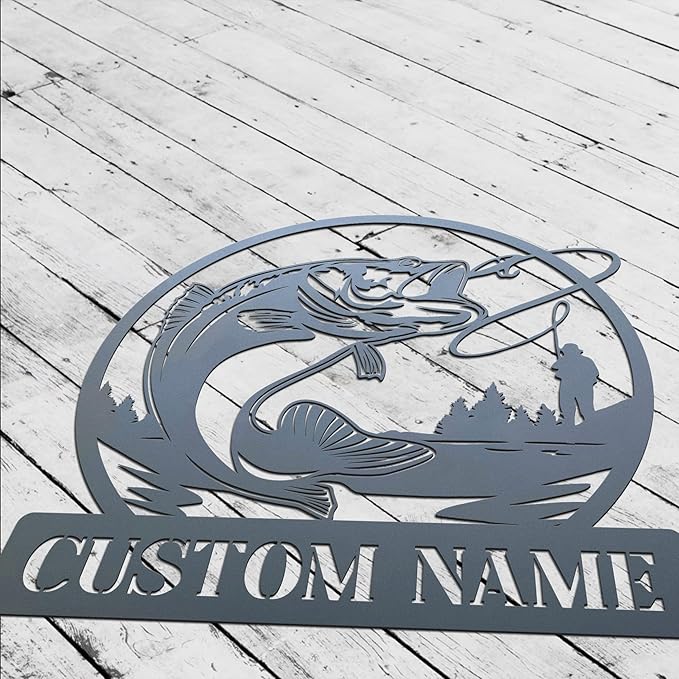 Bass Fishing Custom Metal Sign | Fisherman Wall Art Metal Signs Customized | Fisher Personalized Home Decor Sign | Custom Signs Outdoor Metal | Indoor Custom Wall Art | Personalized Wall Art - Bloomnest
