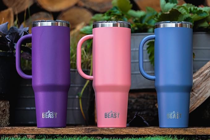 Beast 50 oz Tumbler Stainless Steel Vacuum Insulated Coffee Ice Cup Double Wall Travel Flask (Stormy Sky Blue) - Bloomnest