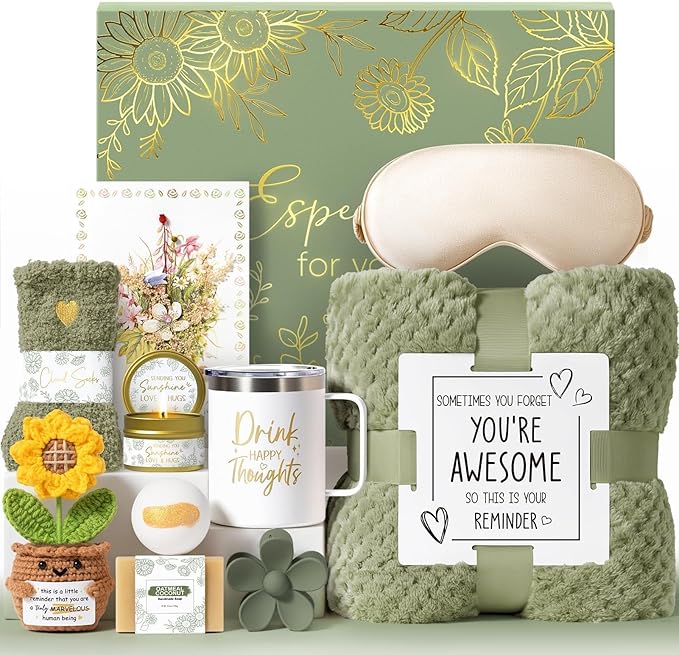 Birthday Gifts for Women Self Care Get Well Soon Gift Baskets, Spa Care Package Thinking of You Gift Set, Sympathy Inspirational Sunflower Valentines Day Gifts for Her Women Mom Friends Sister Wife - Bloomnest