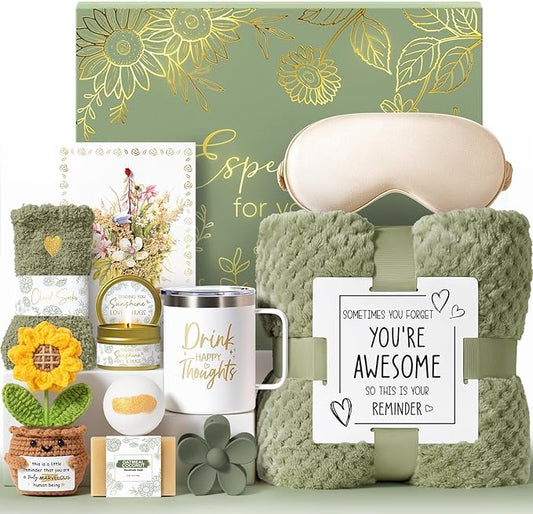Birthday Gifts for Women Self Care Get Well Soon Gift Baskets, Spa Care Package Thinking of You Gift Set, Sympathy Inspirational Sunflower Valentines Day Gifts for Her Women Mom Friends Sister Wife - Bloomnest