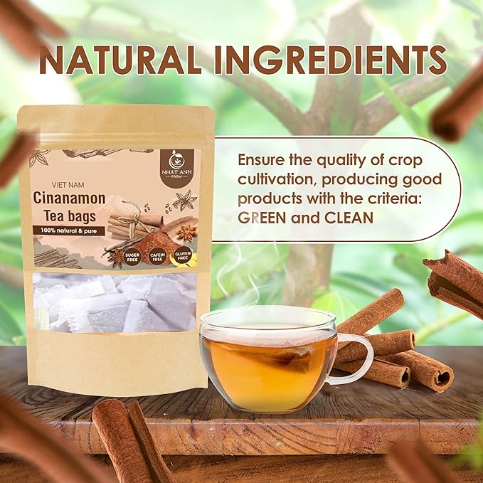 NHAT ANH FARM - Premium Cinnamon Tea Bags, 40 Teabags, 2g/bag, 100% Natural, Hand-Selected Cinnamon Tea Bags, No Additives, Sugar-Free,Caffeine-Free. Good For Your Health. - Bloomnest