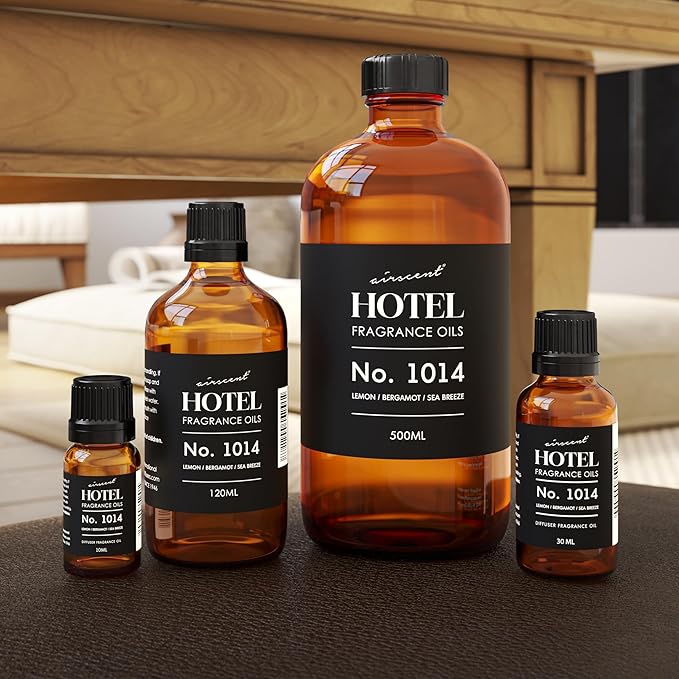 AirScent Hotel Diffuser Oil No. 1014 Inspired by The Iconic 5-Star Hotel Coastal Blend - Lemon Bergamot Sea Breeze - 10 mL .34 fl oz - Fragrance Oil for Ultrasonic and Waterless Diffusers and Crafting - Bloomnest