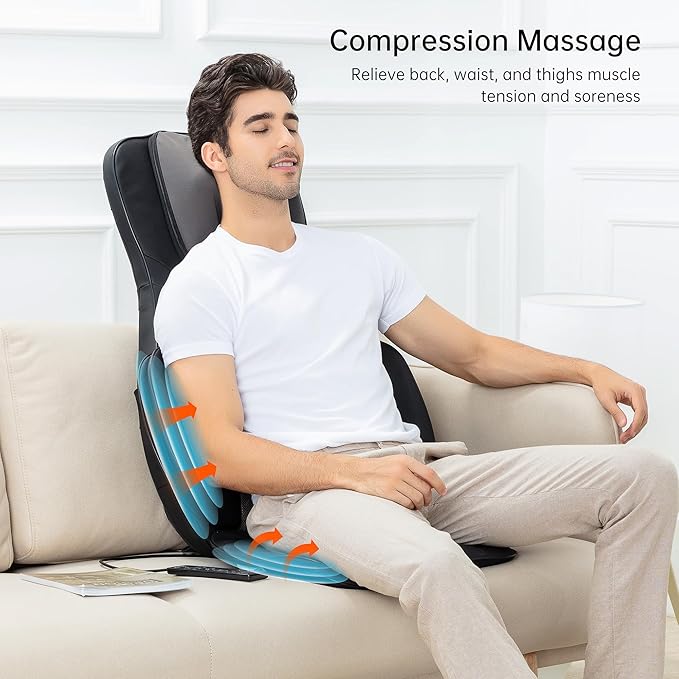 Snailax Neck Back Massager with Heat, Full Body Massage Chair Pad, Adjustable Compression, Rolling, Shiatsu Massage Seat Cushion, Chair Massagers,Gifts for Women, Man (Upgrade) - Bloomnest