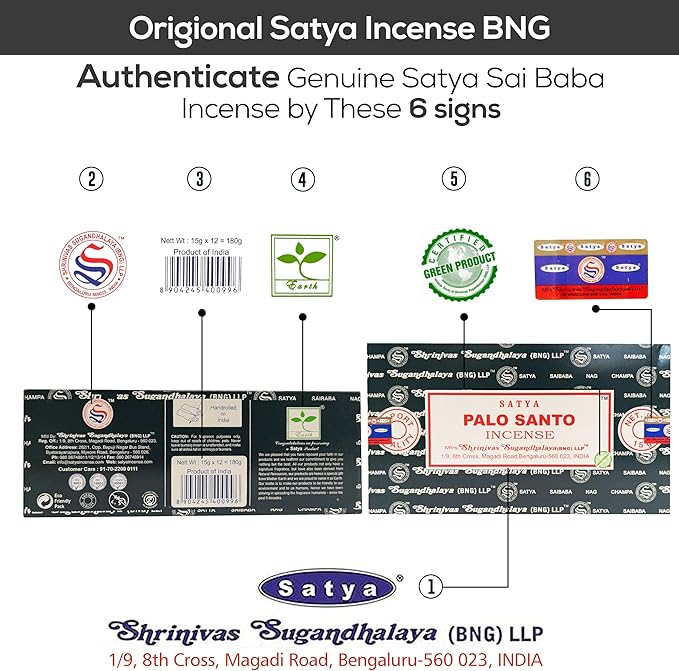 Satya Nagchampa Palo Santo Incense Sticks, Satya Bng (Bangalore) Insenses 15gmx3 Pack (45 GMS) with Raajsee Incense Holder Bundle, Satya Nagchampa Natural Incense - Bloomnest