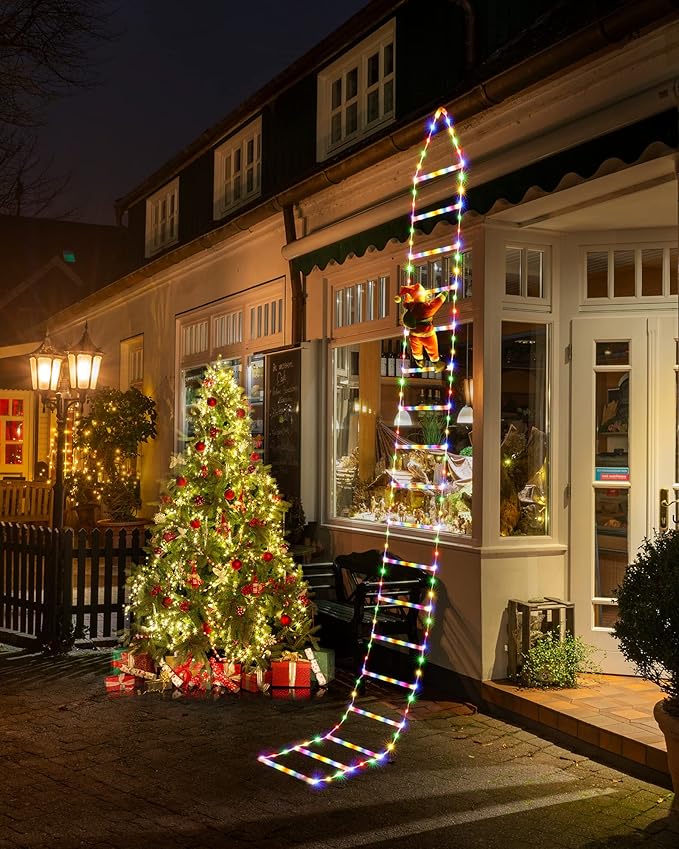 Toodour LED Christmas Lights - 10ft Christmas Decorative Ladder Lights with Santa Claus, Xmas Decorations Light for Indoor Outdoor, Window, Garden, Home, Wall, Xmas Tree Decor - Multicolor - Bloomnest