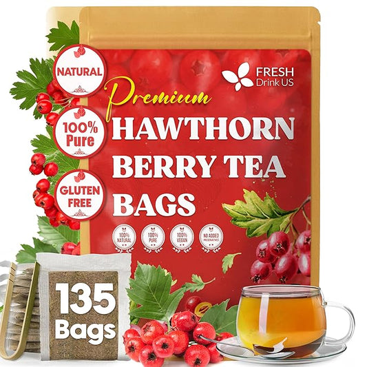 FreshDrinkUS, Premium Hawthorn Berry Tea - 135 Tea Bags - 100% Natural Herbal Infusion, Caffeine-Free, Rich Aroma & Smooth Taste. Vegan - Bloomnest