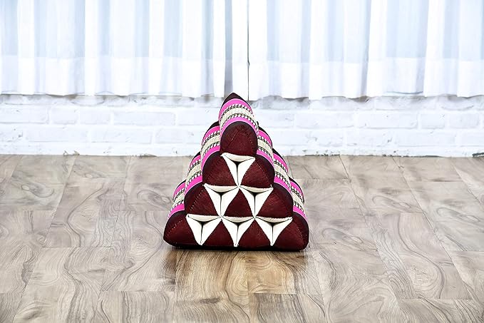Leewadee Triangle Cushion – Comfortable Backrest for TV or Reading, Incline Pillow for Relaxing Made of Kapok, 20 x 13 x 13 inches, Auburn Pink - Bloomnest