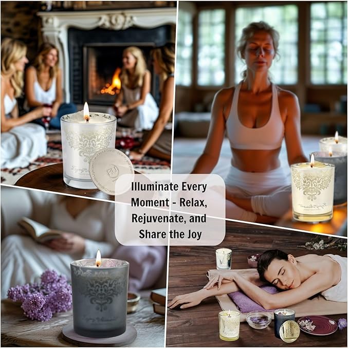 Luxury Scented Candle Gift Set – 3 Crystal Soy & Beeswax Aromatherapy Candle with Snuffer Lid & Wick Trimmer,7oz/each | Floral & Citrus Scents, Candles for Women, candles for home Scented & Relaxation - Bloomnest