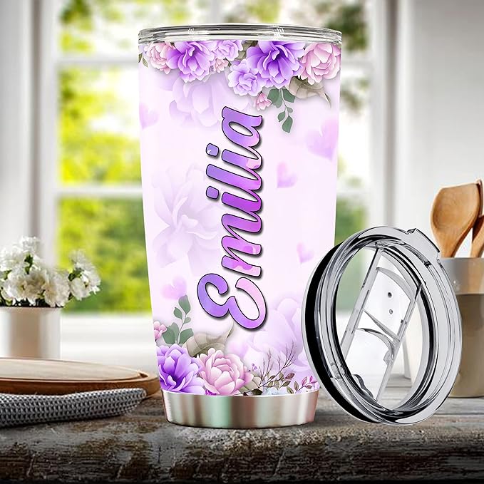 Personalized Owl Tumbler Customized Name Owls Mug Gifts For Men Women Custom Water Bottle Cups 20oz Gift For Girls Valentine Birthday Christmas Insulated Stainless Steel Coffee Cup With Lid - Bloomnest