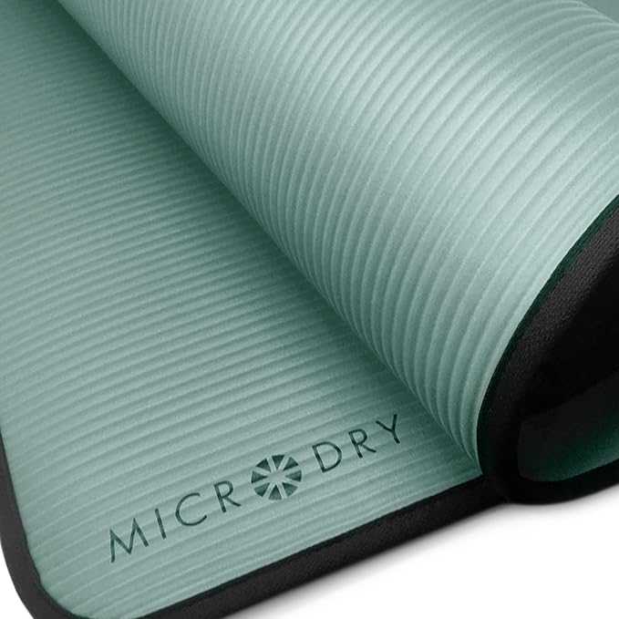 MICRODRY Multi-Purpose Fitness Mat, Cushioned & Non-Slip Foam for Yoga, Pilates, HIIT, Skid-Resistant and Tear-Resistant, 24"x72" with Carry Strap - Bloomnest