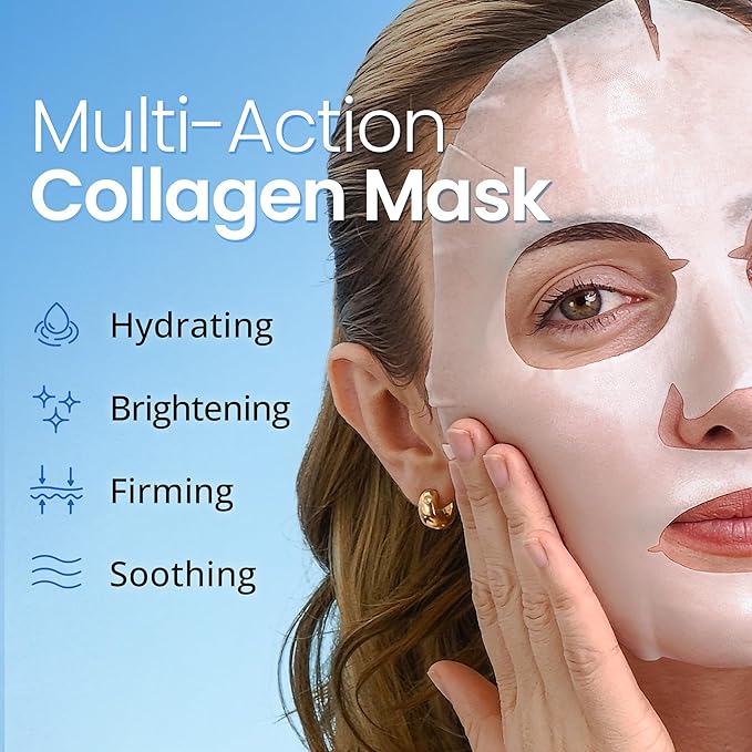 Ebanel 40 Pack Collagen Face Mask with Hyaluronic Acid, Vitamin C, Peptide, Aloe, Instant Brightening Hydrating Face Masks Skincare Korean Sheet Mask, Skin Firming, Lifting Anti Aging Facial Masks - Bloomnest