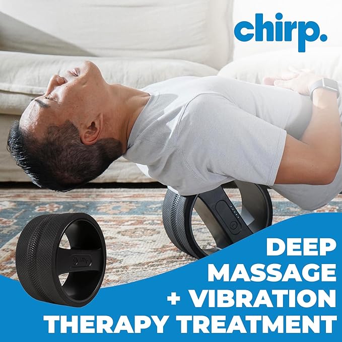 Chirp Wheel Pro Vibrating Massage Roller - 3 Speed Electric Massager for Back Pain Relief & Muscle Therapy, Workout Recovery, Physical Therapy, Yoga Massage | High Density Foam, 8" Black Up to 500 lbs - Bloomnest