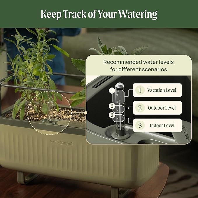 Vego garden Herb Indoor Plant Box, Self Watering Planters Pots for Indoor Plants with Trellis for Kitchen Window Sill or Countertop Plants Cage - Sage Green - Bloomnest