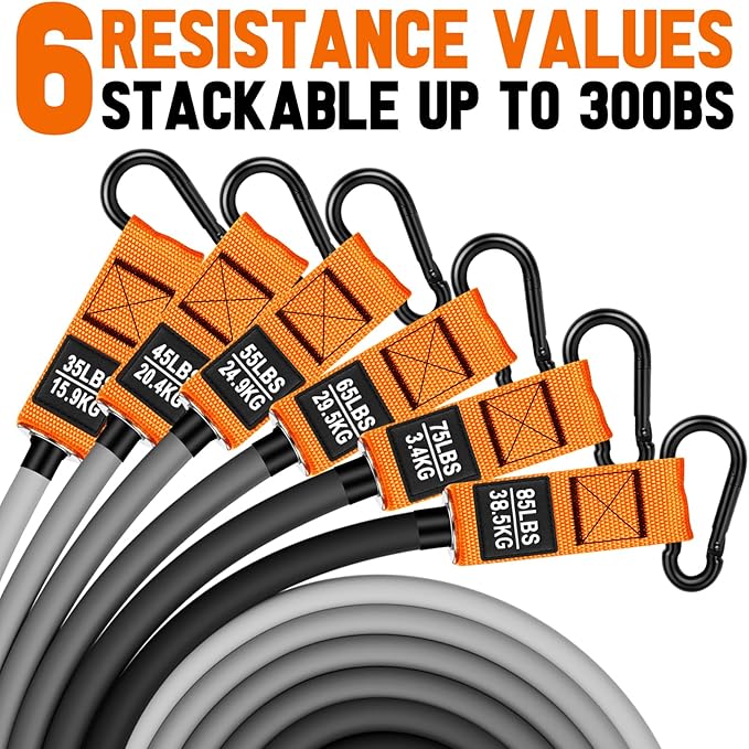 Heavy Resistance Bands for Working Out, 300lbs/360lb/420lb Exercise Bands Workout Bands with Handles, Door Anchor, Ankle Straps, Home Gym Workout Equipment for Men Fitness Strength Training Stretching - Bloomnest