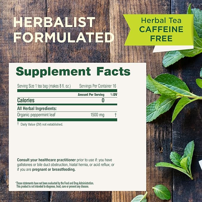 Traditional Medicinals Tea, Organic Peppermint, Soothes Your Belly, Refreshing & Minty, 48 Tea Bags - Bloomnest
