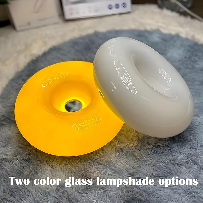 Creative Design White Donut Lamps, Plug-in Wall Sconse Or Table Lamp Dual Use Atmosphere Lamp, Modern Infinitely Dimmable White Wall Lamp Desk Light for Corridor, Bedsided Or Warm Decoration - Bloomnest