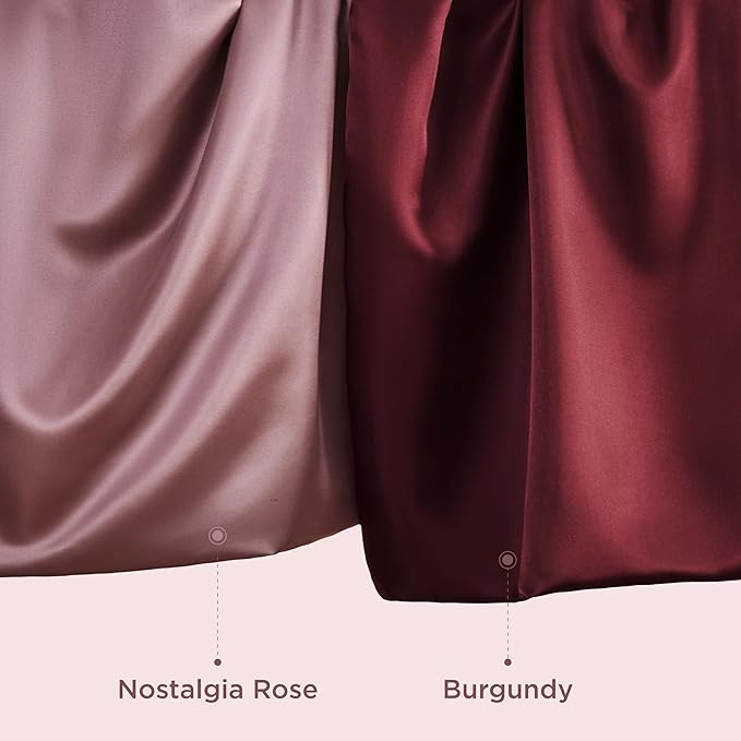 Bedsure Satin Pillowcase for Hair and Skin Queen - Silky Pillowcase 2 Pack with Envelope Closure, Similar to Silk Pillow Cases, Gifts for Women Men, Nostalgia Rose, 20x30 Inches, 2pcs - Bloomnest