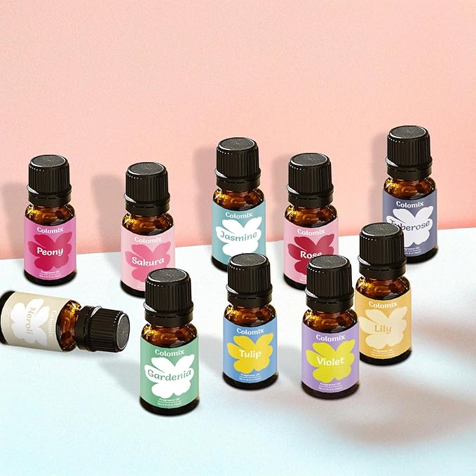 Floral Fragrance Oils Set, 10ml x 10, Scented Essential Oils for Diffusers for Home– Jasmine, Sakura, Rose Oil & More, Summer Fresh Scents for Candle Making, Soap Making, Diffuser Oil Scents - Bloomnest