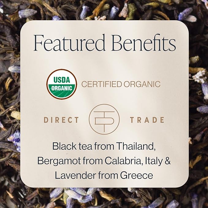 Rishi Tea Earl Grey Lavender Loose Leaf Pure Black Tea - Organic with Bergamot Oil and Lavender Flowers, Energizing & Caffeinated - 16 Ounces, 50+ Servings - Bloomnest