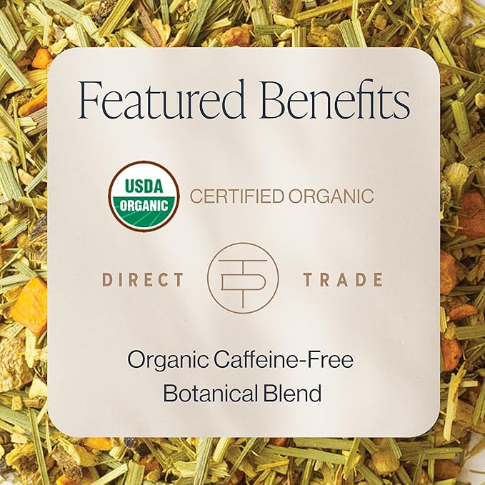 Rishi Tea Turmeric Ginger Herbal Tea - Organic Loose Leaf, Caffeine Free Ayurvedic Digestive Blend with Spicy Ginger & Citrus - 16 Ounces, 55+ Servings - Bloomnest