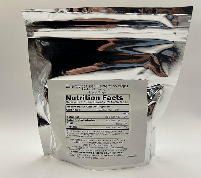 Energybolizer Perfect Weight Herbal Tea (24 Bags)| Natural Energy Booster for Women and Men | Increase Energy, Improve Digestion (Muscat Grape) - Bloomnest