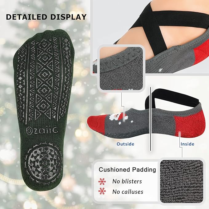 Ozaiic Pilates Socks for Women Non Slip Grip, Yoga Socks with Grippers for Barre, Hospital, Ballet, Dance, Barefoot Workout - Bloomnest