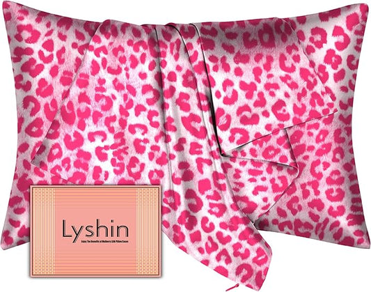 Mulberry Silk Pillow Cases Standard Size with Hidden Zipper, Ultra Smooth and Soft Breathable Cooling Silk Satin Pillowcase for Hair and Skin, Gifts for Women Men (Leopard Pink, 20x26 Inches, 1 Pack) - Bloomnest