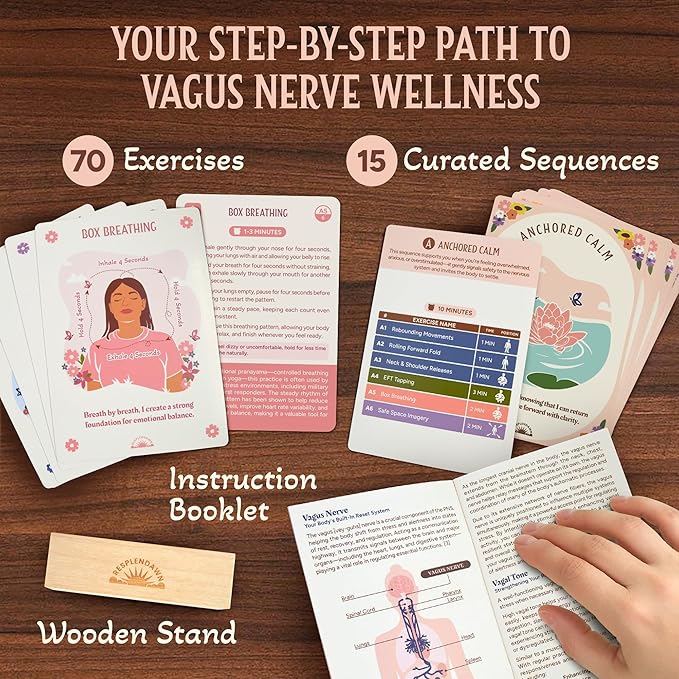 70 Vagus Nerve Exercises - Cards for Nervous System Regulation - Polyvagal Theory Techniques to Reduce Stress & Anxiety on 3.5" x 5" Cards - Breathwork, Mindfulness, Movement & Sensory Exercises Resplendawn