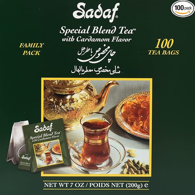 Sadaf Cardamom Tea Bags | Special Blend Cardamom Ceylon Black Tea | Quicktea Product harvested in Sri Lanka | 100 bags (Pack of 1) - Bloomnest