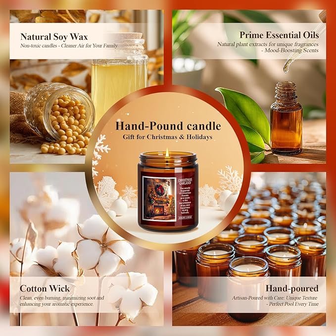 Christmas Candles | Christmas Wishes Scented Candle, Holiday Soy Wax Candles for Home Scented,Aromatherapy Gifts for Women and Men, Cozy Winter Candle for Home Decor, 7 oz - Bloomnest