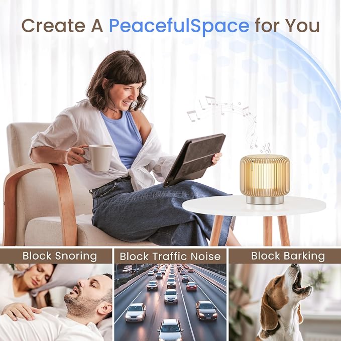 【Upgraded】 White Noise Sound Machine Bluetooth Speaker for Adults Kids 26 Soothing Sounds Dimmable Night Light 4 Timers Memory Function Brown Noise Baby Home Office Sleep Therapy Gift - Bloomnest
