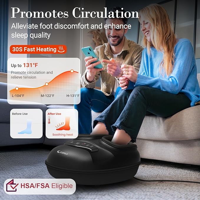 Shiatsu Foot Massager with Heat - Upgraded Foot Kneading Massage with App Control,Feet Massager for Plantar Fasciitis & Neuropathy Pain,Adjustable Compression & Heat,Fits Size Up to 13" - Bloomnest