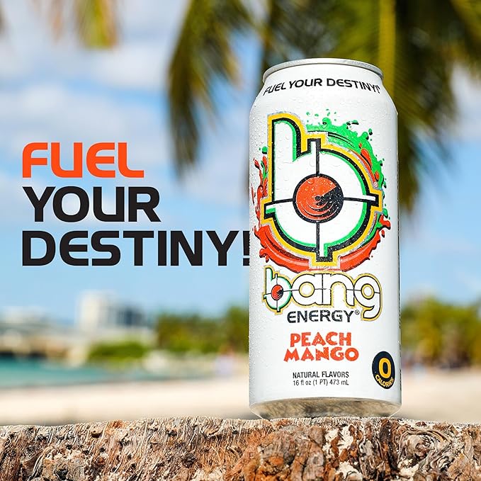 Bang Energy Peach Mango, Sugar-Free Energy Drink, 16-Ounce (Pack of 12) - Bloomnest