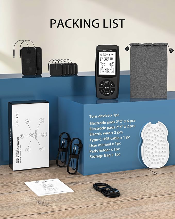 TENS Unit Muscle Stimulator for Pain Relief Therapy, 22 Modes EMS TENS Machine, Electronic Muscle Relaxer for Shoulder Pain Relief, Back Pain, Shoulder Neck Pain Relief BHKTENS