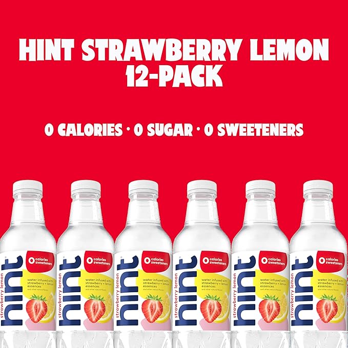 Hint Fruit-Infused Bottled Water, 4-Flavor Red Variety Pack - Sugar Free Flavored Water with Zero Calories, Natural Fruit Essences, and No Artificial Sweeteners - 16 Fl Oz (Pack of 12) - Bloomnest