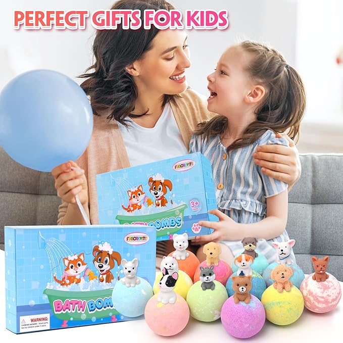 Bath Bombs for Kids with Surprise Inside for Girls Boys Toddlers Organic Kids Bath Bombs with Toys Inside Ideal Birthday Christmas Gift Set - Bloomnest