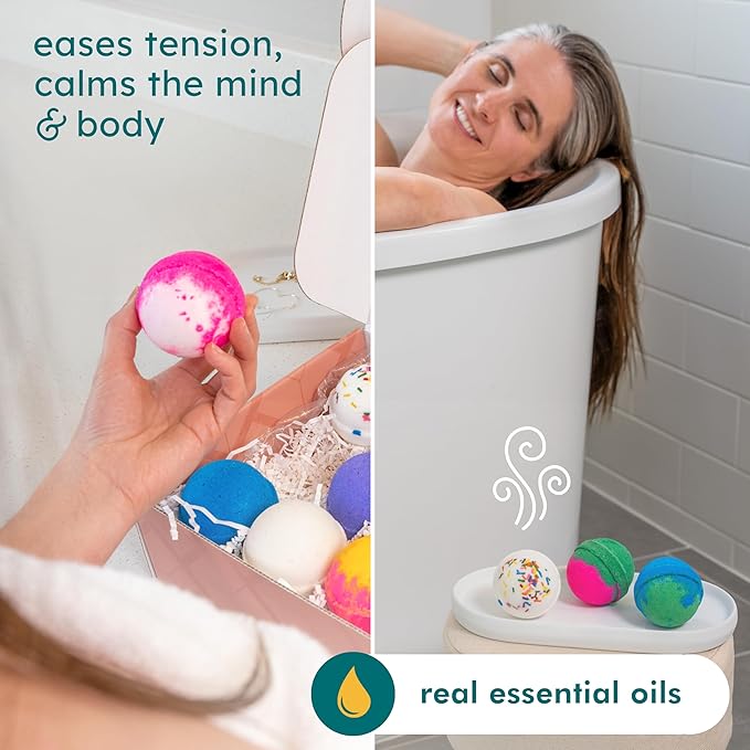 Anovina 12XL Bath Bombs for Women & Kids, Spa Gifts with Essential Oils, Relaxation & Stress Relief, Aromatherapy Bath Products, Made in USA Gift Set, Natural Scented Bath Bombs for Men - 12 Pack - Bloomnest