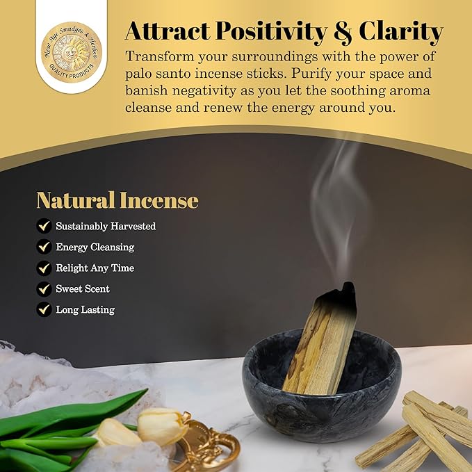 Sacred Palo Santo Wood Incense Sticks - New Age Smudges & Herbs | Harness 'Holy Wood' for Cleansing, Meditation & Energy | Ethically Sourced, Aromatic | 6 Premium Sticks for Spiritual Enrichment New+Age+Smudges+%26+Herbs