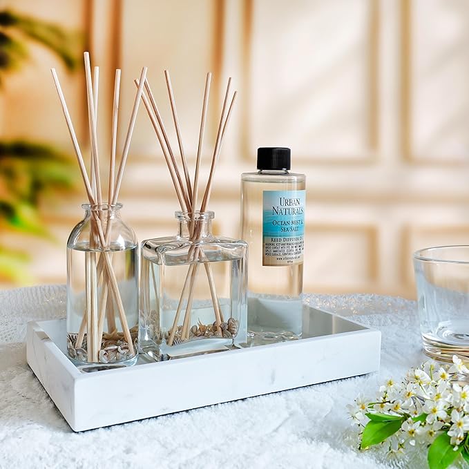 Urban Naturals Leather Mahogany Reed Diffuser Oil Set with Reed Sticks – Masculine Blend of Smoky Bergamot, Leather, Spice, Amber and Wood - Made in The USA - Bloomnest