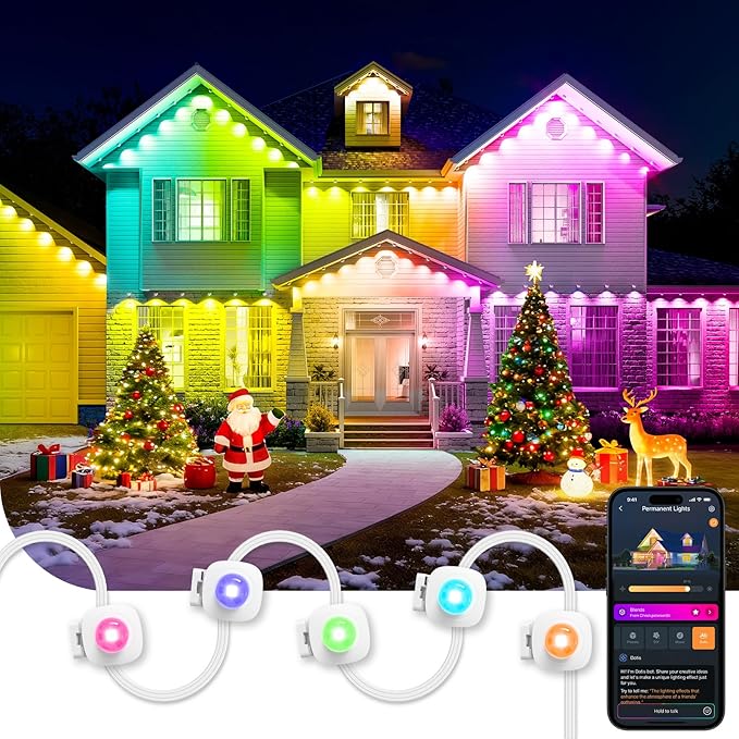Linkind Permanent Outdoor Lights HP5,Smart AI RGBTW 150ft Christmas Lights, 85 Scenes Modes for Daily Holiday Halloween Decorations,IP67 Waterproof, Compatible with Alexa,Google Assistant - Bloomnest
