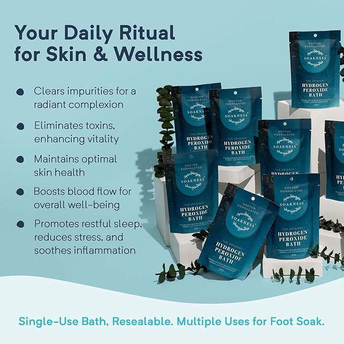 Hydrogen Peroxide Epsom Salt Bath Soak - USA-Made – Patented Bath Salts, Muscle Recovery, & Skin Detoxification – Magnesium Salts for Bathing - Doctor Formulated Pure Epsom Salt (2-Pack) - Bloomnest